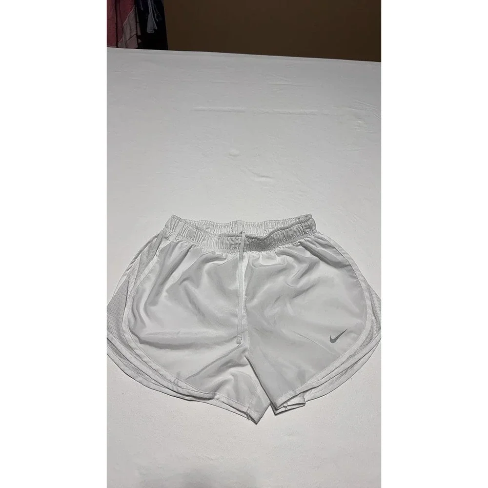 Nike Dri-FIT Womens Running Shorts White Athletic Activewear Size S